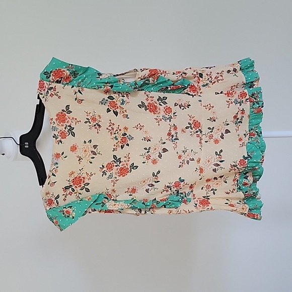 FARM Rio Floral Ruffle Top - Cream and Green - Picture 4 of 8